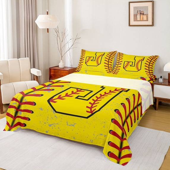 Manfei Letter J Full Sheet Set,Baseball Ball Sport,4-Piece - Walmart.com