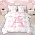 thumbnail image 1 of Manfei Letter A Monogrammed 7-Piece Twin Bedding Sets,Cute Bow Knot Bedding Comforter Set,Pink Glitter Print Sheet Sets For Girl,Microfiber Room Decorative Reversible, 1 of 8