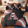 thumbnail image 1 of Manfei Letter A Monogrammed 7-Piece Twin Bedding Sets,Rugby Game Bedding Comforter Set,Brown Black Sheet Sets For Boy,Microfiber Room Decorative Reversible, 1 of 8