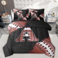 thumbnail image 1 of Manfei Letter A Monogrammed 7-Piece Twin Bedding Sets,Rugby Game Bedding Comforter Set,Brown Black Sheet Sets For Boy,Microfiber Room Decorative Reversible, 1 of 8