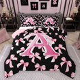 thumbnail image 1 of Manfei Letter Monogrammed A Bedding Comforter Set 2pcs for Boys Girls,Kawaii Ribbon Bow Twin Comforter Sets Microfiber,Dreamy Princess Breathable Bedding Set,Lightweight Room Decor,Reversible, 1 of 8