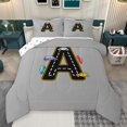 thumbnail image 1 of Manfei Letter A Monogrammed Bedding Comforter Set,Colorful Racing Car Twin Comforter Sets,Gray Black Bedding Set For Boys,Microfiber Room Decorative Reversible,2-Piece, 1 of 8