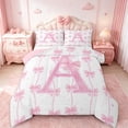 thumbnail image 1 of Manfei Letter A Monogrammed Bedding Comforter Set,Cute Bow Knot Twin Comforter Sets,Pink Glitter Print Bedding Set For Girl,Microfiber Room Decorative Reversible,2 Pieces, 1 of 8