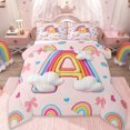 thumbnail image 1 of Manfei Letter A Monogrammed Bedding Comforter Set,Cute Bowtie Bow Twin Comforter Sets,Colorful Rainbow Stripes Bedding Set For Girl,Microfiber Room Decorative Reversible,2pcs, 1 of 8
