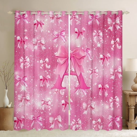 Manfei Letter A Monogrammed Black Out Curtains,Cartoon Bow Tie Curtains Pack of 2 (42x63 Each),Chic Starry Night Bedroom Curtains For Child,Microfiber Room Decorative