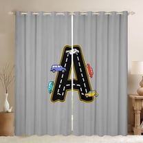 Manfei Letter A Monogrammed Black Out Curtains,Colorful Racing Car Curtains Pack of 2 (42x63 Each),Gray Black Bedroom Curtains For Boys,Microfiber Room Decorative