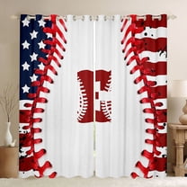 Manfei Letter Monogrammed E Boy Black Out Curtains,Sport Baseball Curtains Pack of 2 (42x63 Each),Ball Gamer Bedroom Curtains,Lightweight Room Decor