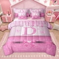 thumbnail image 1 of Manfei Letter Monogrammed Initial D Girl 7 Pieces Bedding Comforter Set,Kawaii Bow Butterfly Full Bedding Set Lightweight,Bling Pink Glitter Fitted Sheet Flat Sheet,Lightweight Room Decor, 1 of 8