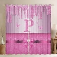 thumbnail image 1 of Manfei Letter Monogrammed P Blackout Curtains Set of 2 (52x84 Each) for Kids Children Girls,Dreamy Princess Window Curtains,Cute Butterfly Bowknot Curtains and Drapes,Bling Glitter Decor, 1 of 6