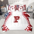 thumbnail image 1 of Manfei Letter Monogrammed P Boy 7-Piece Twin Bedding Sets,Sport Baseball Bedding Comforter Set,Ball Gamer Breathable Sheet Sets,Lightweight Room Decor,Reversible, 1 of 8