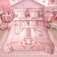 thumbnail image 1 of Manfei Letter Monogrammed T 7 Pieces Bedding Comforter Set for Kids Children Girls,Dreamy Princess Full Bedding Set Lightweight,Cute Butterfly Bowknot Fitted Sheet Flat Sheet,Bling Glitter, 1 of 8