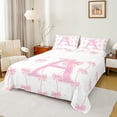 thumbnail image 1 of Manfei Letter A Monogrammed Twin Sheet Sets,Cute Bow Knot Twin Fitted Sheet,Pink Glitter Print Flat Sheet For Girl,Microfiber Room Decorative,3 Pieces, 1 of 7