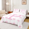 thumbnail image 1 of Manfei Letter P Monogrammed Bed Sheets,Cute Bow Knot King Sheets,Pink Glitter Print Sheet Set For Girl,Microfiber Room Decorative,4pcs, 1 of 7