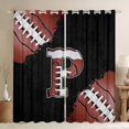 thumbnail image 1 of Manfei Letter P Monogrammed Blackout Curtains Set of 2 (52x84 Each),Rugby Game Window Curtains,Brown Black Curtains and Drapes For Boy,Microfiber Room Decorative, 1 of 6