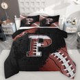 thumbnail image 1 of Manfei Letter P Monogrammed Queen Comforter Set,Rugby Game Bedding Sets,Brown Black Bedding Comforter Set For Boy,Microfiber Room Decorative Reversible,3pcs, 1 of 8