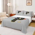 thumbnail image 1 of Manfei Letter P Monogrammed Queen Sheet Set (4-Piece) Racing Car Gray Black Decor For Boys, 1 of 7