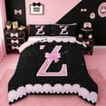 thumbnail image 1 of Manfei Letter Z Monogrammed Full Size Comforter Sets,Pink Bow Bowtie Bedding Comforter Set,Galaxy Starry Sky Bedding Sets For Child,Microfiber Room Decorative Reversible,3pcs, 1 of 8