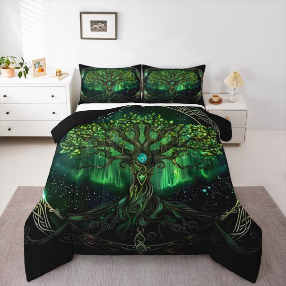 Manfei Life Tree Child Bedding Comforter Set, Hippie Mandala Plant Twin Comforter Sets, Boho Southwestern Reversible Bedding Set, Lightweight Room Decor, 2-Piece