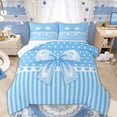 thumbnail image 1 of Manfei Light Blue Bow Full Size Comforter Sets for Boys Girls, Princess Polka Dot Bedding Sets, Reversible, 3pcs, 1 of 6