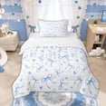 thumbnail image 1 of Manfei Light Blue Bows Love Hearts Twin Comforter Sets for Girls, Cute Ribbon Bows Bedding Set, Reversible, 2 Pieces, 1 of 6