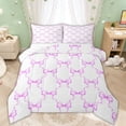 thumbnail image 1 of Manfei Light Purple Bow Queen Comforter Set for Girls, Cartoon Bowknot Style Bedding Comforter Set, Reversible, 3-Piece, 1 of 6