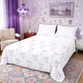 thumbnail image 1 of Manfei Light Purple Bow White Star Queen Sheet Sets for Girls, Dreamy Princess Style Bed Set, 4pcs, 1 of 5