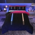 thumbnail image 1 of Manfei Gradient Light Bedding Comforter Set,Teens Colorful Neon Twin Comforter Sets,Blue Orange Black Bedding Set For Boys Kids,Microfiber Bedroom Decor Reversible,2pcs, 1 of 8