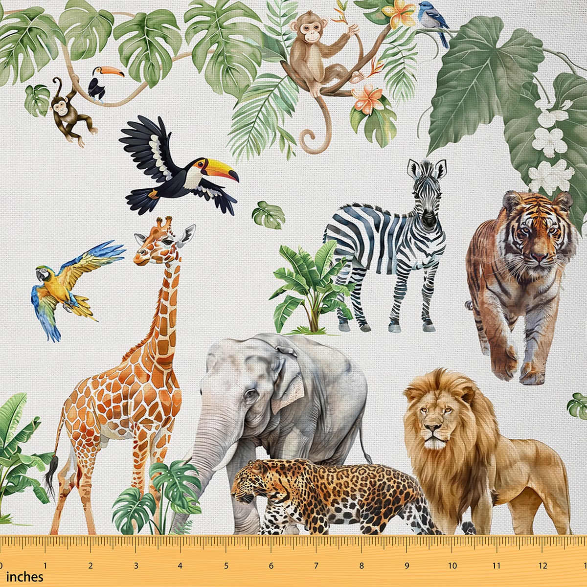 Manfei Rug Manfei Lion Elephant Tiger Sewing & Crafting Fabric (3 Yards) for Kids ...