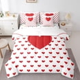 thumbnail image 1 of Manfei Love Heart Print Bedding Comforter Set 7 Pieces for Boys Girls,Red White Full Bedding Set Lightweight,Happy Valentine's Day Fitted Sheet Flat Sheet,Breathable Home Decor,Reversible, 1 of 8