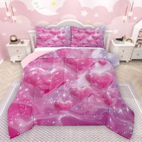Manfei Love Heart Print Girl Bedding Comforter Set 2pcs,Dreamy Princess Twin Comforter Sets Microfiber,Romantic Sweet Breathable Bedding Set,Ultra Soft Home Decor,Reversible