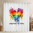 thumbnail image 1 of Manfei Love Heart Rainbow Curtains and Drapes Pack of 2 (52x63 Each), Modern Oil Printing Black Out Curtains, White Red, 1 of 6