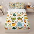 thumbnail image 1 of Manfei Lovely Bear Zipper Twin Comforter Sets with Fitted Sheet and 2 Pillowcases,Cute Camping Print Zipper Bedding Set,White,Reversible,4pcs, 1 of 8
