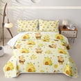 thumbnail image 1 of Manfei Lovely Bee Quilt King,Yellow Floral Pattern King Coverlet Set,3pcs, 1 of 7