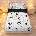 thumbnail image 1 of Manfei Lovely Black Moon Zipper Twin Comforter Sets with Fitted Sheet and 2 Pillowcases,Sprinkle Stars Print Zipper Bedding Set,Black Reversible,4pcs, 1 of 8