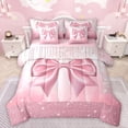 thumbnail image 1 of Manfei Lovely Bow Bowtie 7-Piece Twin Bedding Sets,Ribbon Bowknot Bedding Comforter Set,Pink Sparkling Print Sheet Sets For Girls,Luxury Bedroom Decor Reversible, 1 of 8