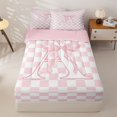thumbnail image 1 of Manfei Lovely Bownot Print Zipper Twin Comforter Sets with Fitted Sheet and 2 Pillowcases,Letter A Zipper Bedding Set,Pink,Pink Reversible4pcs, 1 of 8