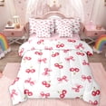 thumbnail image 1 of Manfei Lovely Bowtie 7-Piece Twin Bedding Sets,Girl Bow Knot Bedding Comforter Set,Pink Cherry Sheet Sets For Girls,Microfiber Bedroom Decor Reversible, 1 of 8