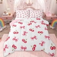 thumbnail image 1 of Manfei Lovely Bowtie Bedding Comforter Set,Girl Bow Knot Twin Comforter Sets,Pink Cherry Bedding Set For Girls,Microfiber Bedroom Decor Reversible,2-Piece, 1 of 7