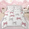 thumbnail image 1 of Manfei Lovely Bowtie Ribbon Bedding Comforter Set,Cute Bow Pattern Twin Comforter Sets,White Silver Pink Bedding Set For Teens,Ultra Soft Home Decor Reversible,2pcs, 1 of 8