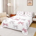 thumbnail image 1 of Manfei Lovely Bowtie Ribbon Twin Sheet Sets,Cute Bow Pattern Twin Fitted Sheet,White Silver Pink Flat Sheet For Teens,Ultra Soft Home Decor,3pcs, 1 of 7