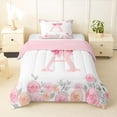 thumbnail image 1 of Manfei Lovely Bowtie Twin Comforter Sets,Kawaii Letter A Bedding Set,Pink,Pink Reversible,2-Piece,1 Comforter and 1 Pillowcase, 1 of 7