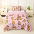 thumbnail image 1 of Manfei Lovely Capybara Twin Comforter Sets,Kawaii Monogram J Bedding Set,Pink Brown,Pink Reversible,2pcs,1 Comforter and 1 Pillowcase, 1 of 7