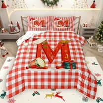 Manfei Lovely Cartoon Penguin Bedding Comforter Set,Chic Christmas Tree Twin Comforter Sets,First Letter M Bedding Set For Girls,Super Cozy Room Decor Reversible,2-Piece