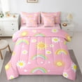 thumbnail image 1 of Manfei Lovely Cartoon Rainbow 7pcs Bedding Comforter Set,Rustic Daisy Flower Queen Bedding Sets,Cute Floral Queen Sheet Sets For Girls Teens,Luxury Bedroom Decor Reversible, 1 of 7