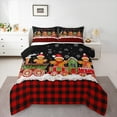thumbnail image 1 of Manfei Lovely Christmas Hat Bedding Comforter Set,Brown Gingerbread Man Twin Comforter Sets,Red Black Plaid Grid Bedding Set For Girls Boys,Ultra Soft Home Decor Reversible,2-Piece, 1 of 7
