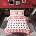 thumbnail image 1 of Manfei Lovely Girls Bowknot 7-Piece Bedding Comforter Set,Cartoon Bow Tie King Bedding Sets,Red White Plaid Grid Bed Sheets For Kids,Luxury Bedroom Decor Reversible, 1 of 8