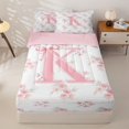 thumbnail image 1 of Manfei Lovely Initial K Zipper Full Size Comforter Sets with Fitted Sheet and 2 Pillowcases,Princess Flower Zipper Bedding Set,Pink,Pink Reversible4pcs, 1 of 8