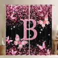 thumbnail image 1 of Manfei Lovely Initial Sequin Print B Kitchen Curtains,Pretty Butterfly Black Out Curtains Pack of 2 (42x63 Each),Pink, 1 of 7