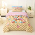 thumbnail image 1 of Manfei Lovely Letter A Twin Comforter Sets,Sweet Ice Cream Bedding Set,Yellow,Pink Reversible,2pcs,1 Comforter and 1 Pillowcase, 1 of 7