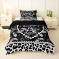 thumbnail image 1 of Manfei Lovely Letter A Twin Comforter Sets,Sweet Pearl Leopard Print Bedding Set,Black,Black Reversible,2pcs,1 Comforter and 1 Pillowcase, 1 of 7